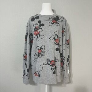 Disney 100 Retro Adult Large Mickey Mouse Sweatshirt Gray All Over Print Disneys